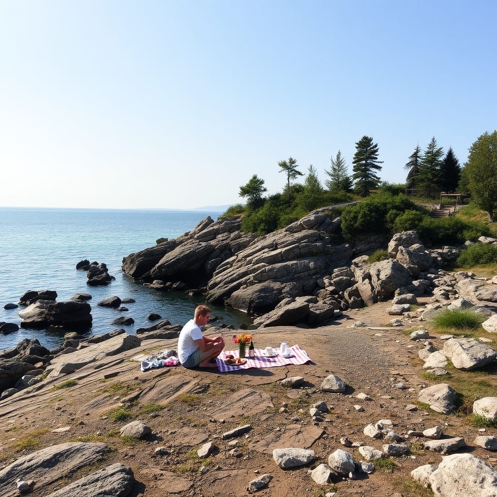 Picturesque Picnic on a Rocky Island