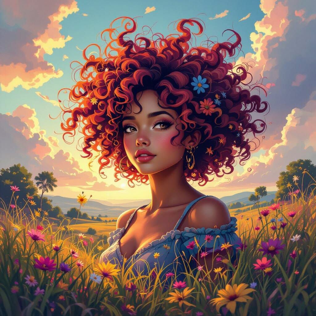 Abstract Hair Landscape in a Dynamic Style