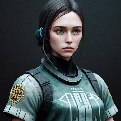 Primitivist Portrait with Vibrant Colors and Sharp Detail