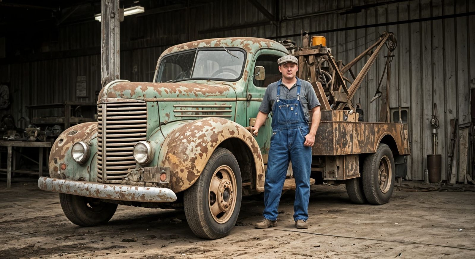 Wrecking Yard Workers with 1936 Holmes Wrecker