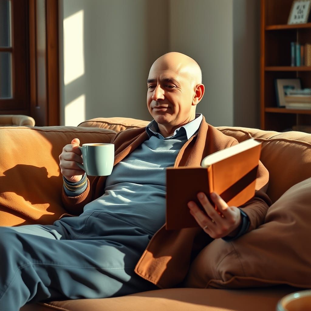 Man Enjoying Relaxing Moment in Cozy Home Setting