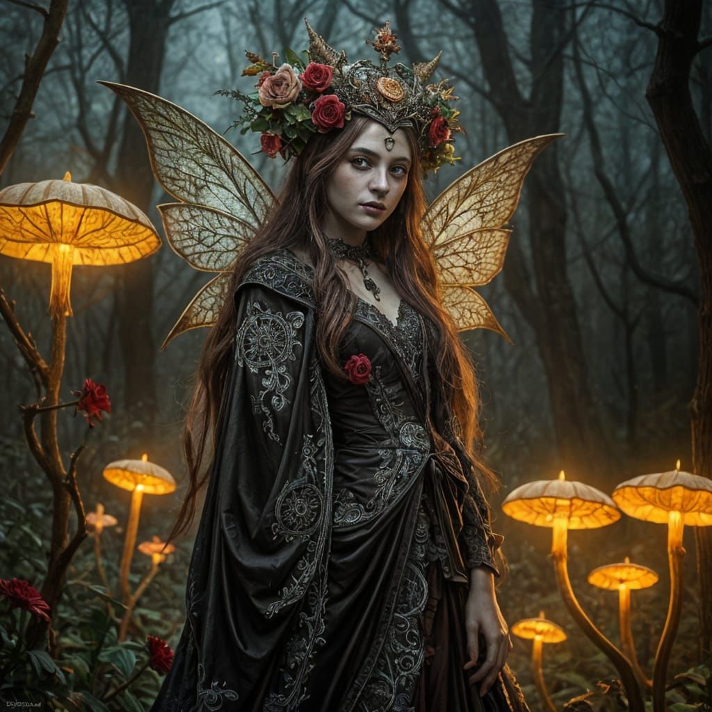 Medieval Gothic Autumn Fairy Digital Painting