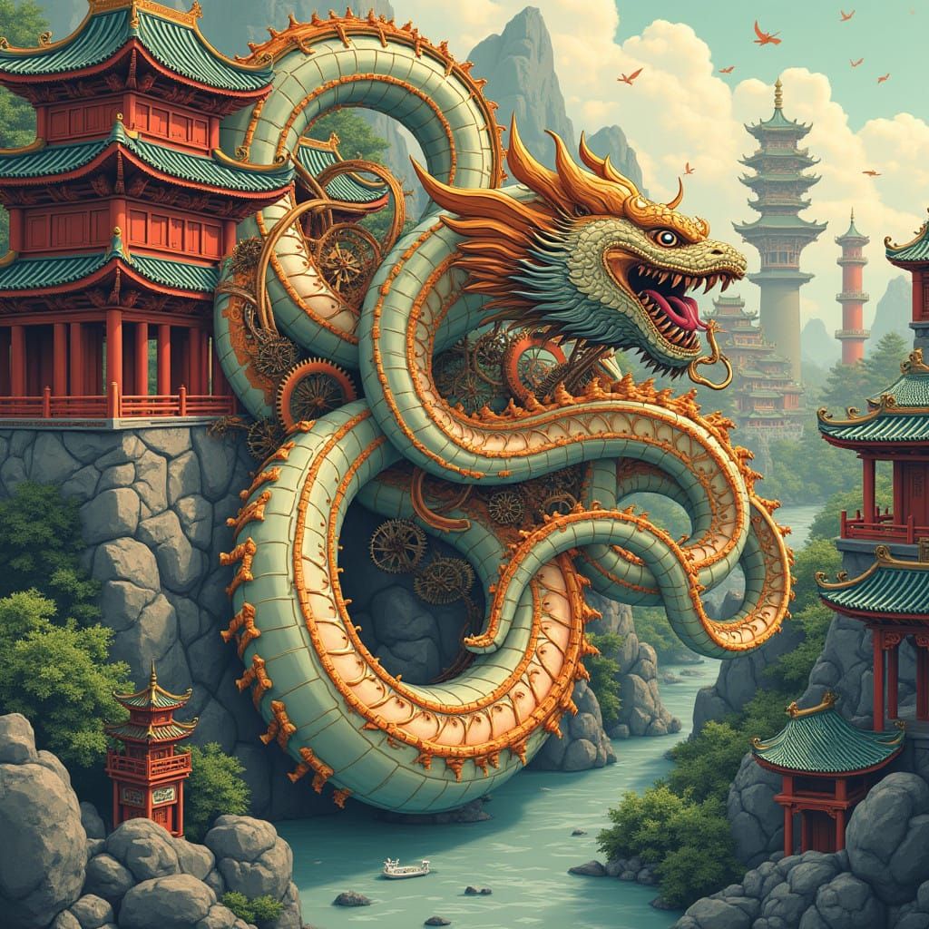 Prosperous Industrial Serpent Unites East and West