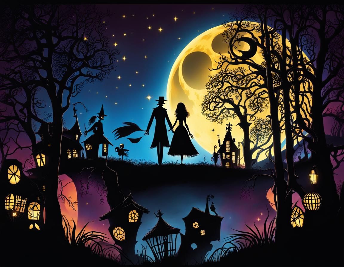 Jack and Sally Silhouette in Burton Style