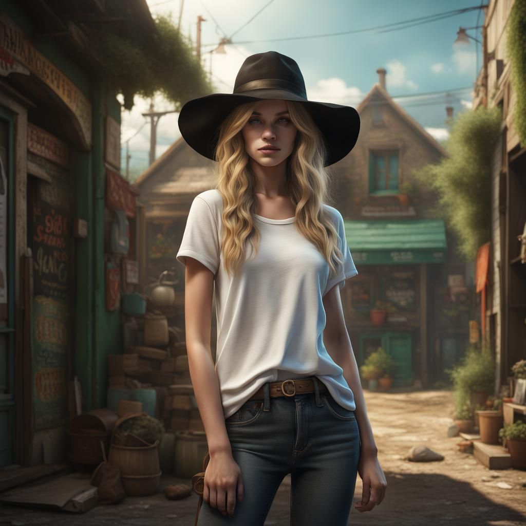 Teenage Girl in Detailed Matte Painting Style