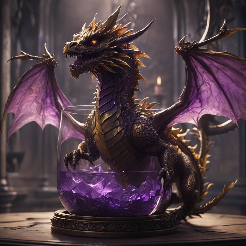 Golden Dragon Trapped: Dark Fantasy Concept Art