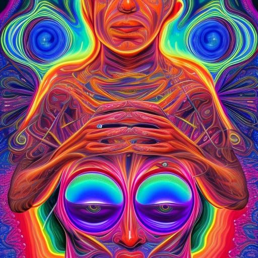 Psychedelic Cosmic Dreamscape in Mixed Media