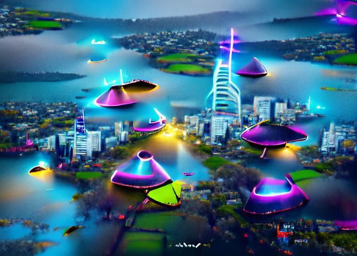 Ufos alien invasion upon future auckland city 8K 3D #film ar...