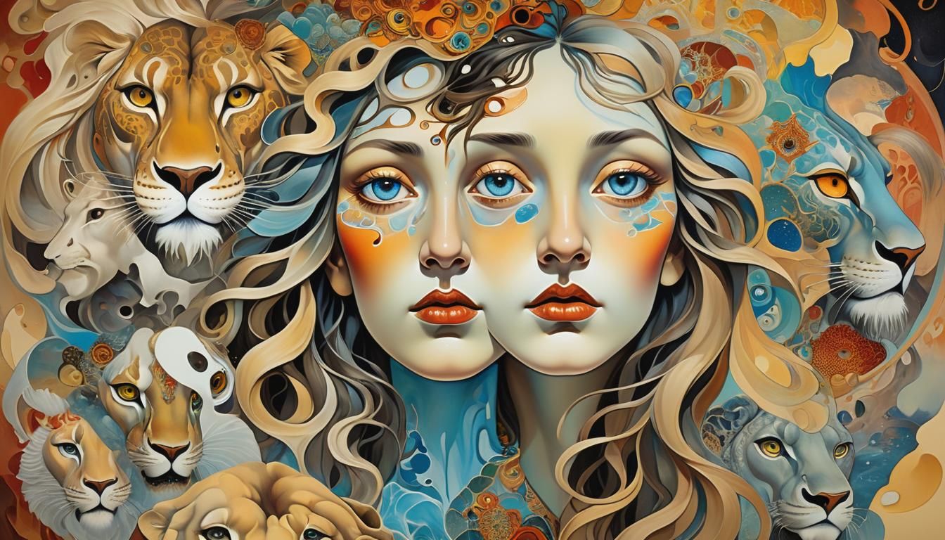 Surreal Woman's Face with Many Eyes