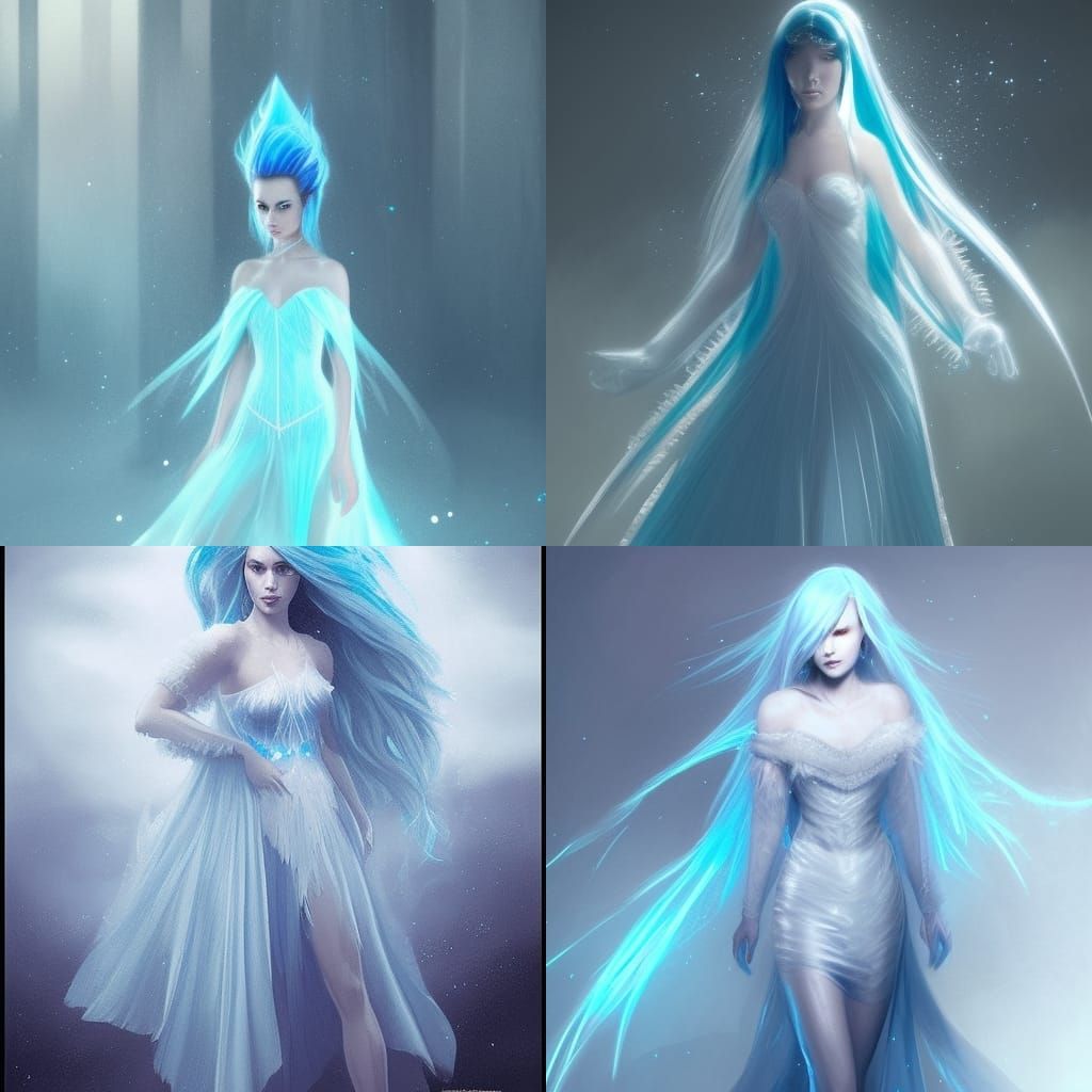 Icy Princess with Crystalline Dress in Ethereal Style