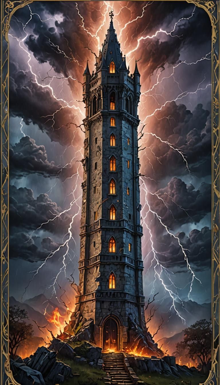 Vampire Tarot: The Tower in Hyperrealism