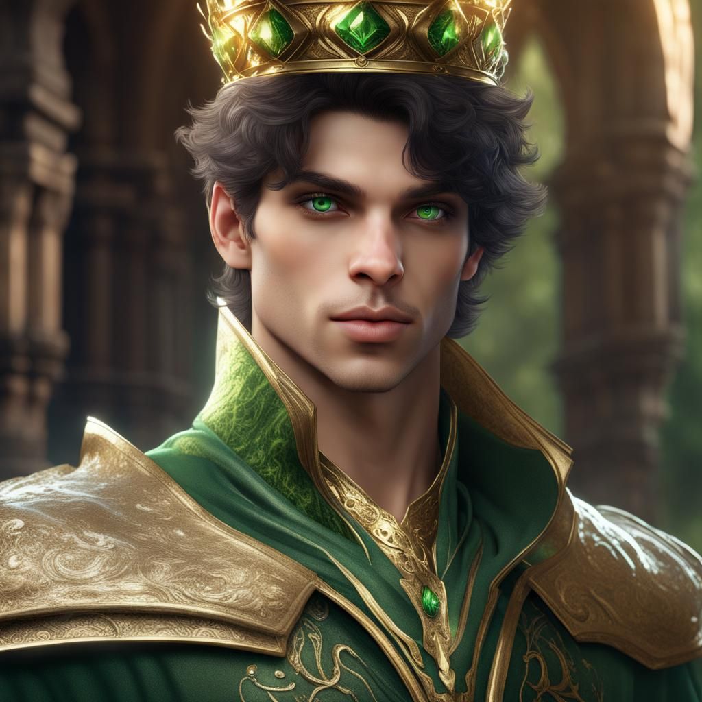 Fantasy Prince with Golden Eyes in Detailed Matte Painting