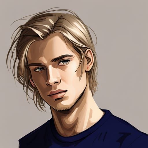 Handsome Teenager Portrait with Glowing Runes