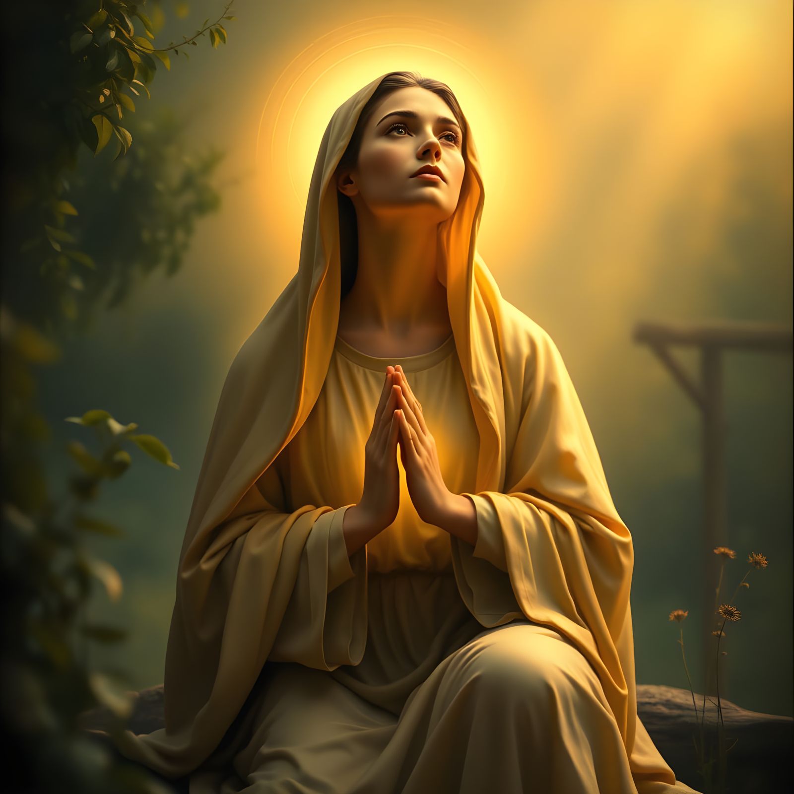 Biblical Scene of Devout Woman in Prayer