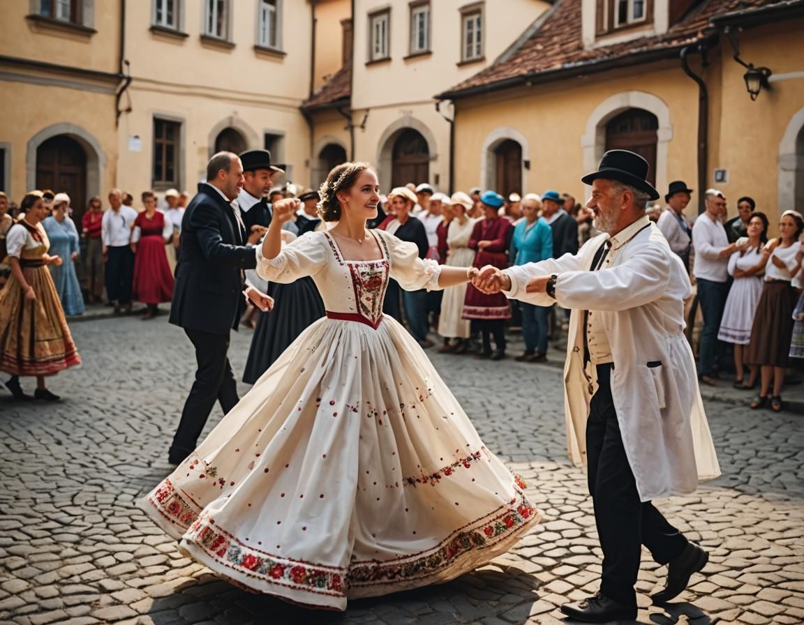 Moravian Woman in Kyjov Dress Dancing