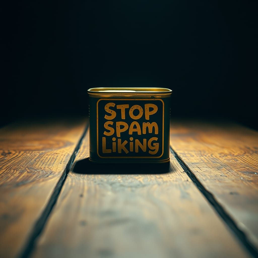 Vintage Spam Can with Graffiti Message in Cinematic Style