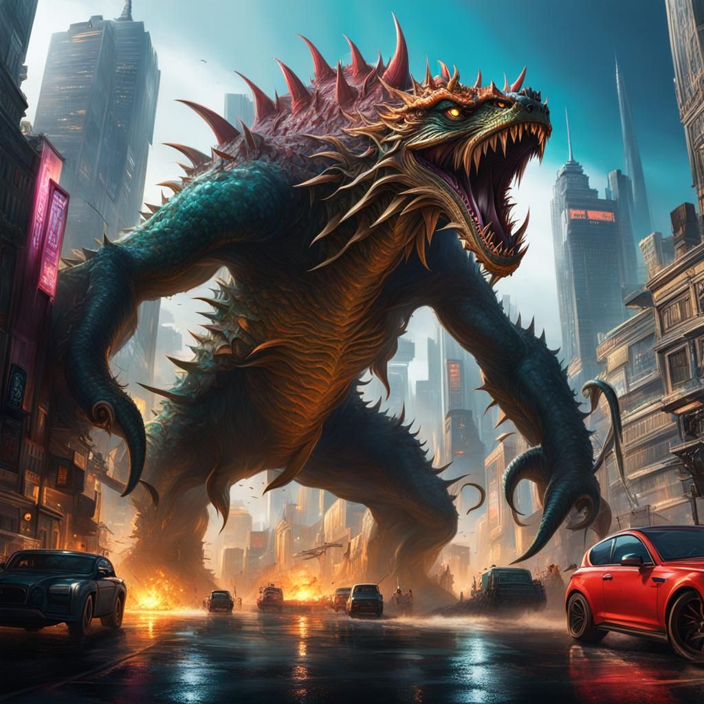Kaiju attacking city