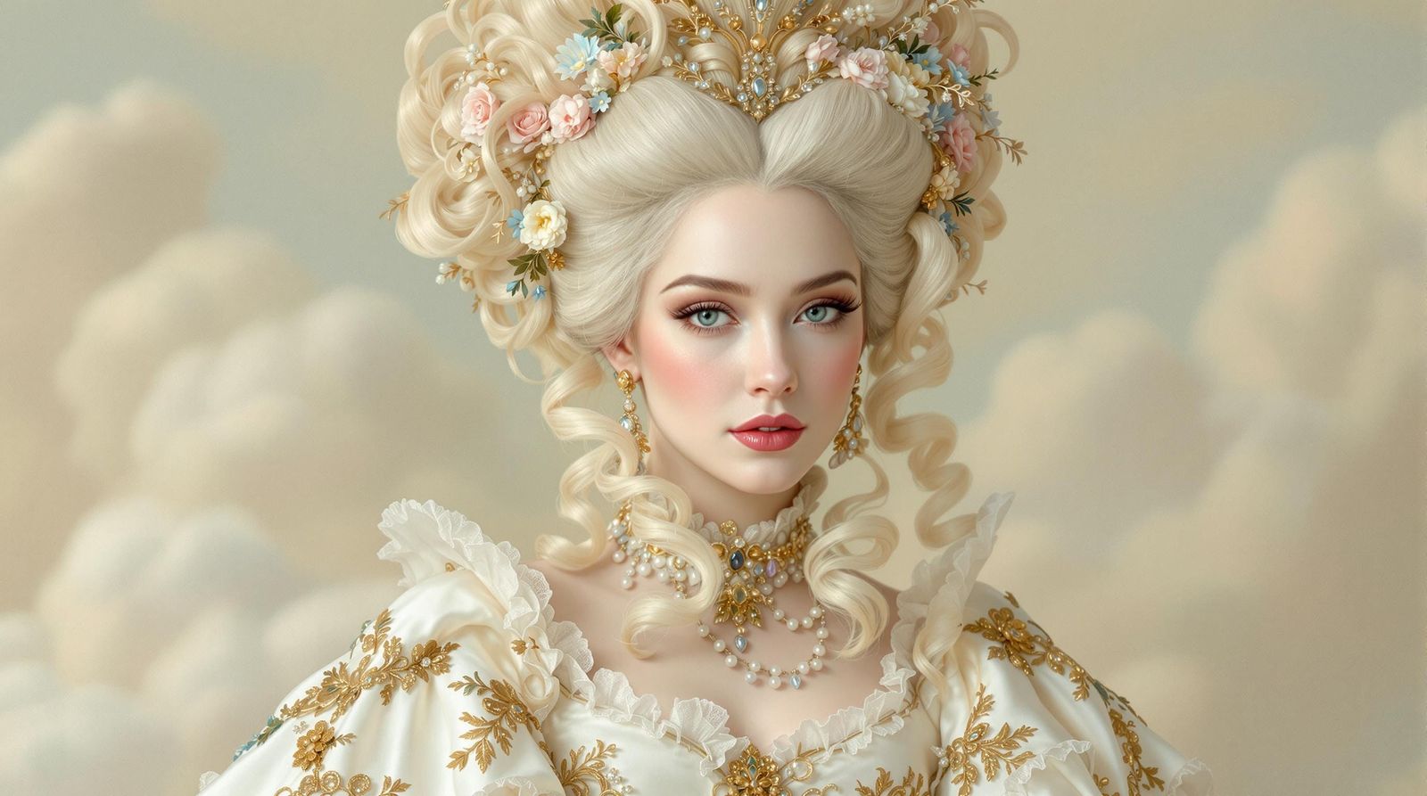 Glamorous Rococo Marie Antoinette Portrait