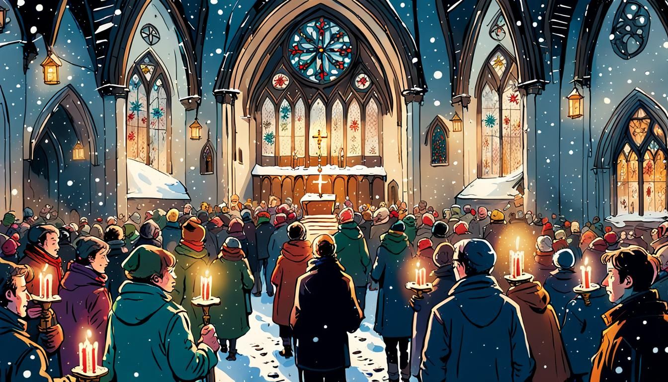 Winter Wonderland in Whimsical Comic Book Style