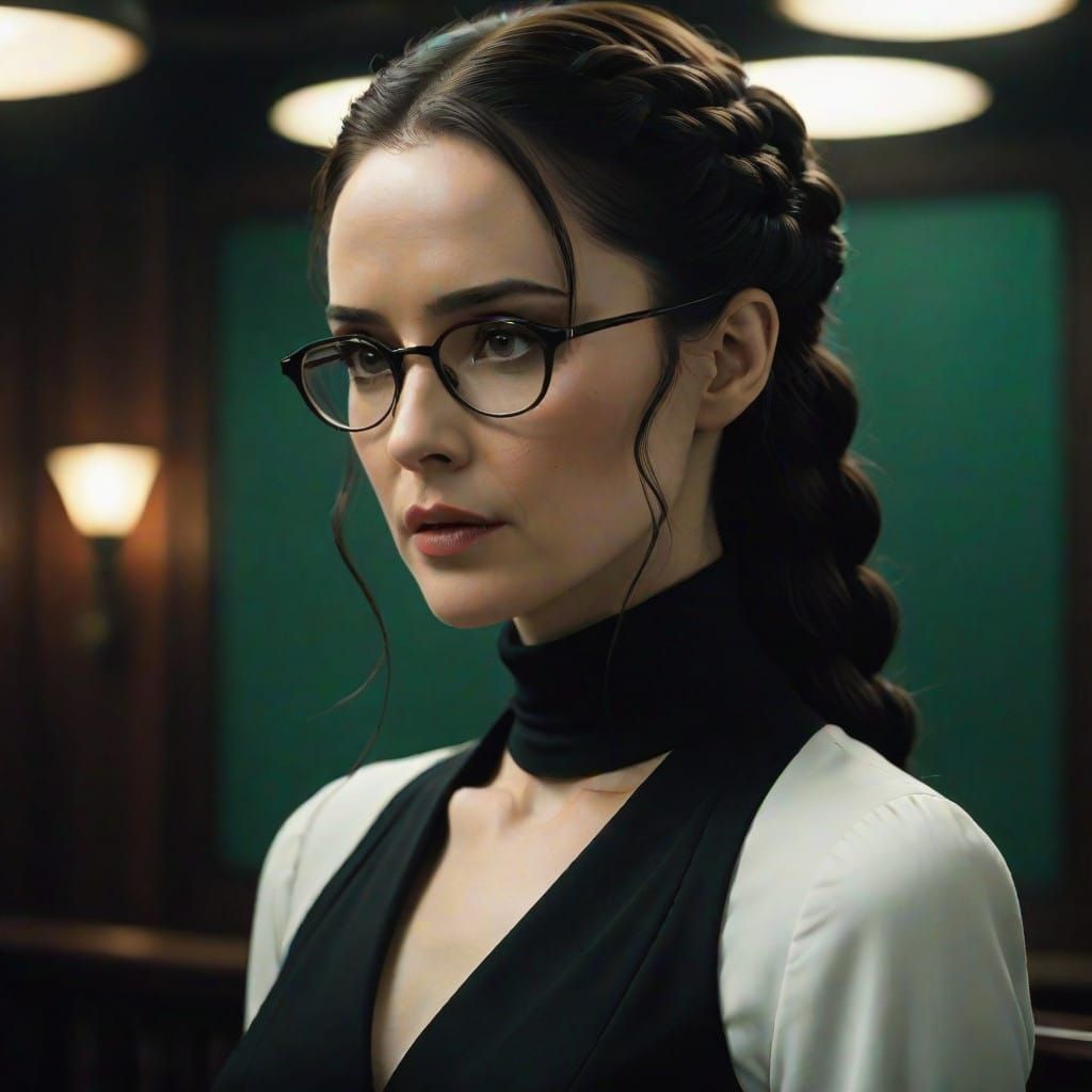 Dark-haired Woman in Sleek Black Attire