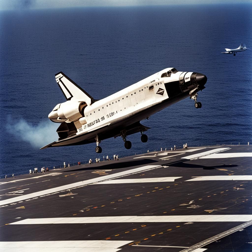 Space Shuttle Lands on Aircraft Carrier in WWII
