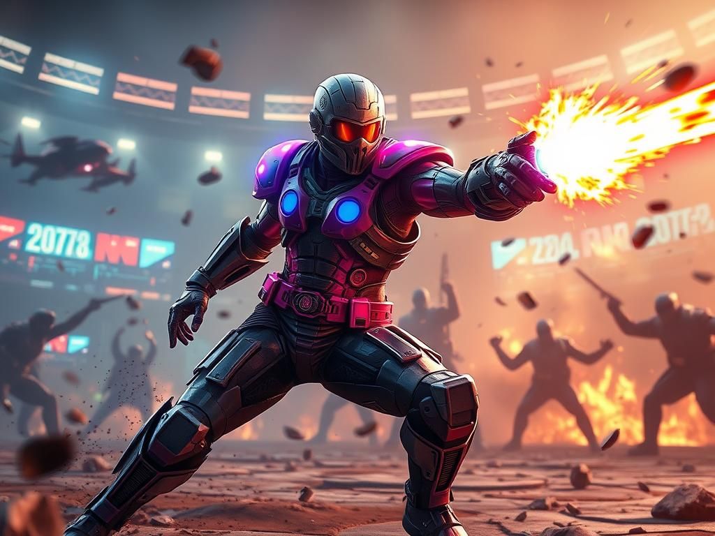 Cyberpunk Superhuman in Dynamic Combat Arena