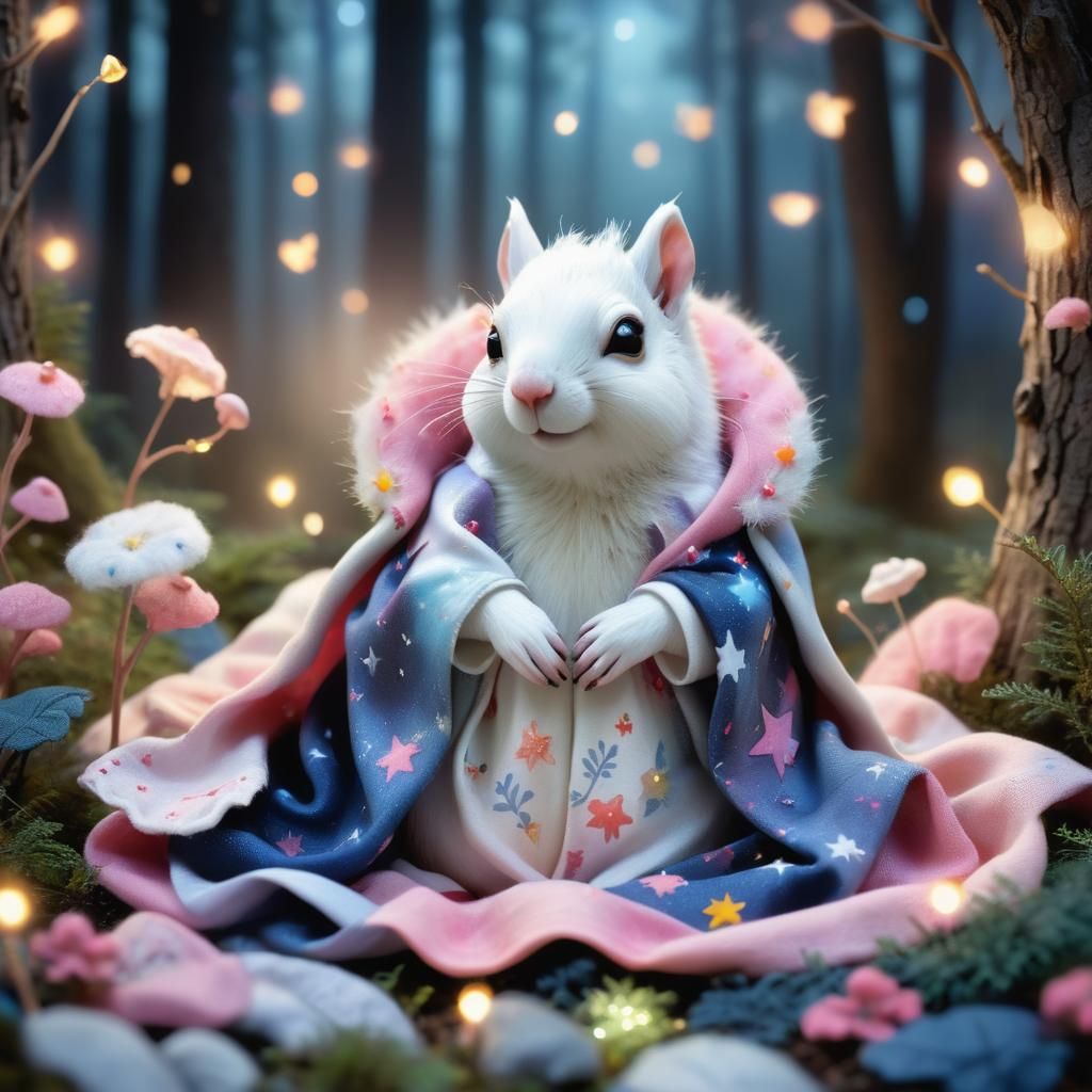 Sleepy Squirrel in Fantasy Diorama World