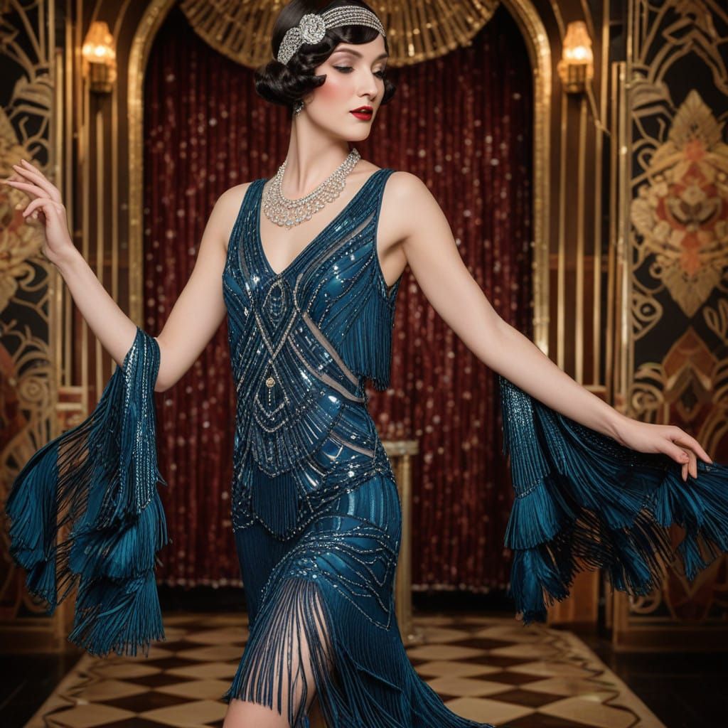 Elegant Flapper Dancer in Art Deco Setting