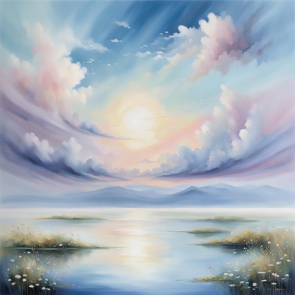 Ethereal Sky in Soft Hues: Tranquil AI Image