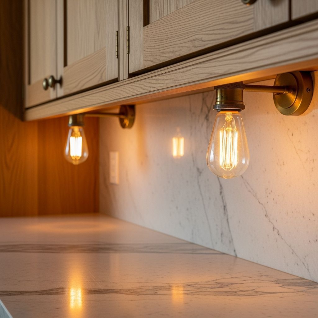 Edison Bulbs and Oak: A Warm Kitchen Scene