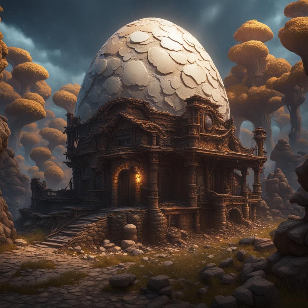 Fantastical Eggshell Builder: Detailed Matte Painting