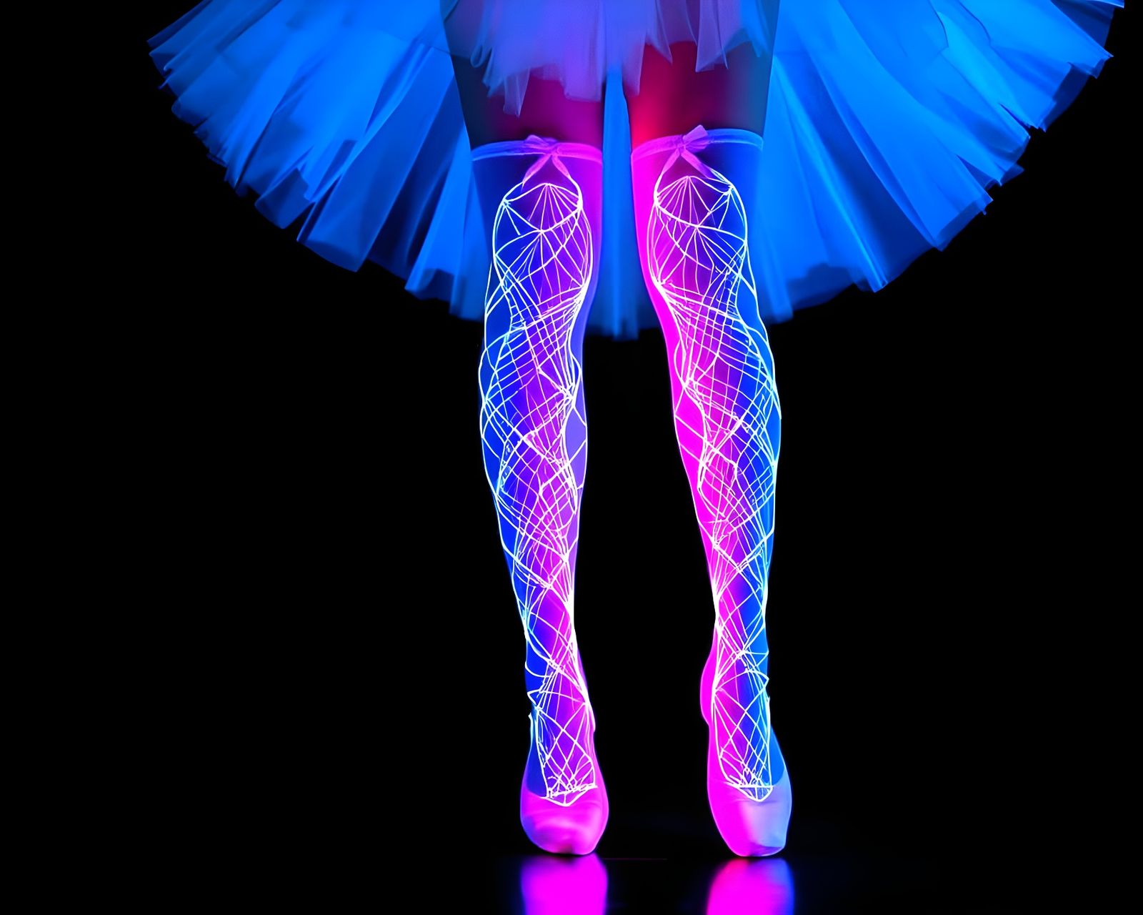 Ballerina's Fiber Optic Arabesque in Neon Futurism