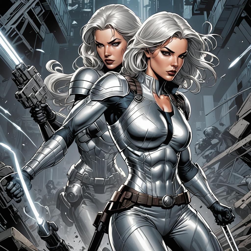 Silver Sable Ready for Battle, Comic Book Art