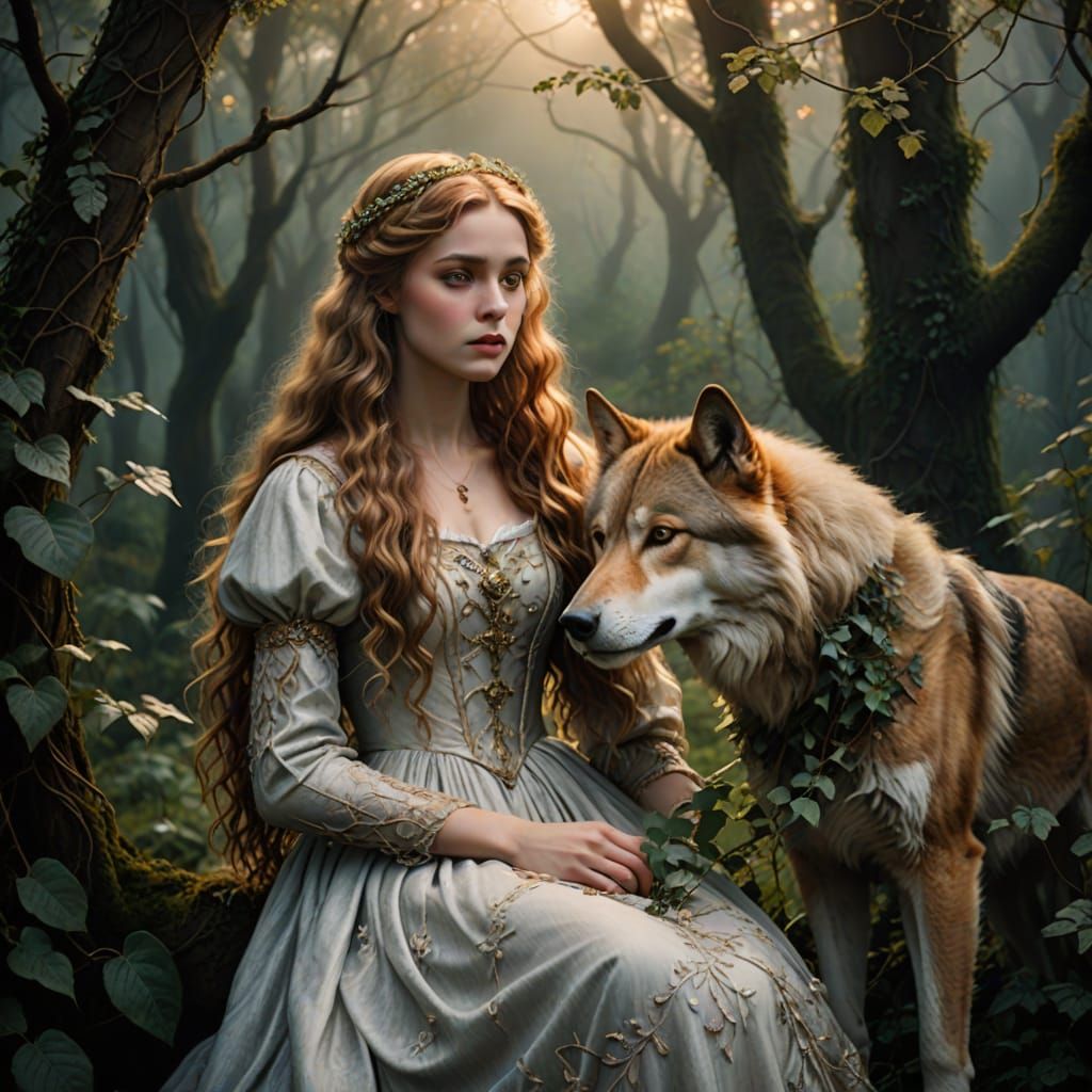 Enchanted Princess in Whimsical Forest Landscape