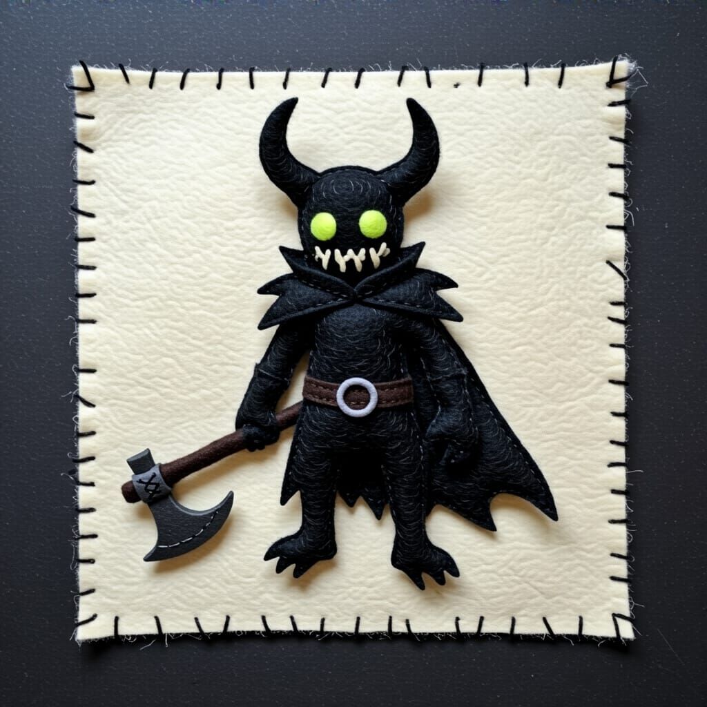 Grimdark Scene in Felt Craft Style