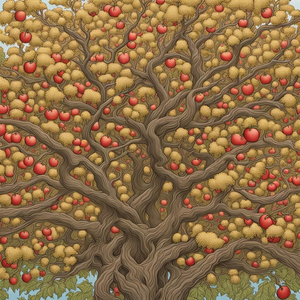 Spaghetti-Tree Orchard in Vivid Color