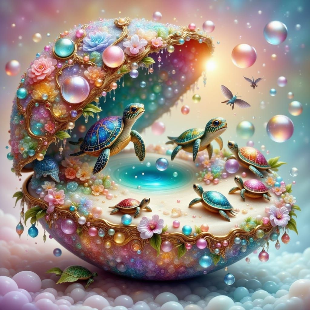 Mother of Pearl Faberge Egg Island Landscape