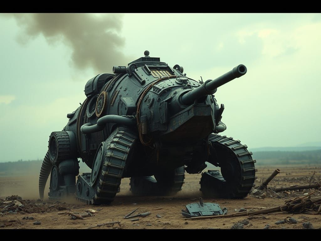 Steampunk Armadillo Tank on Battlefield