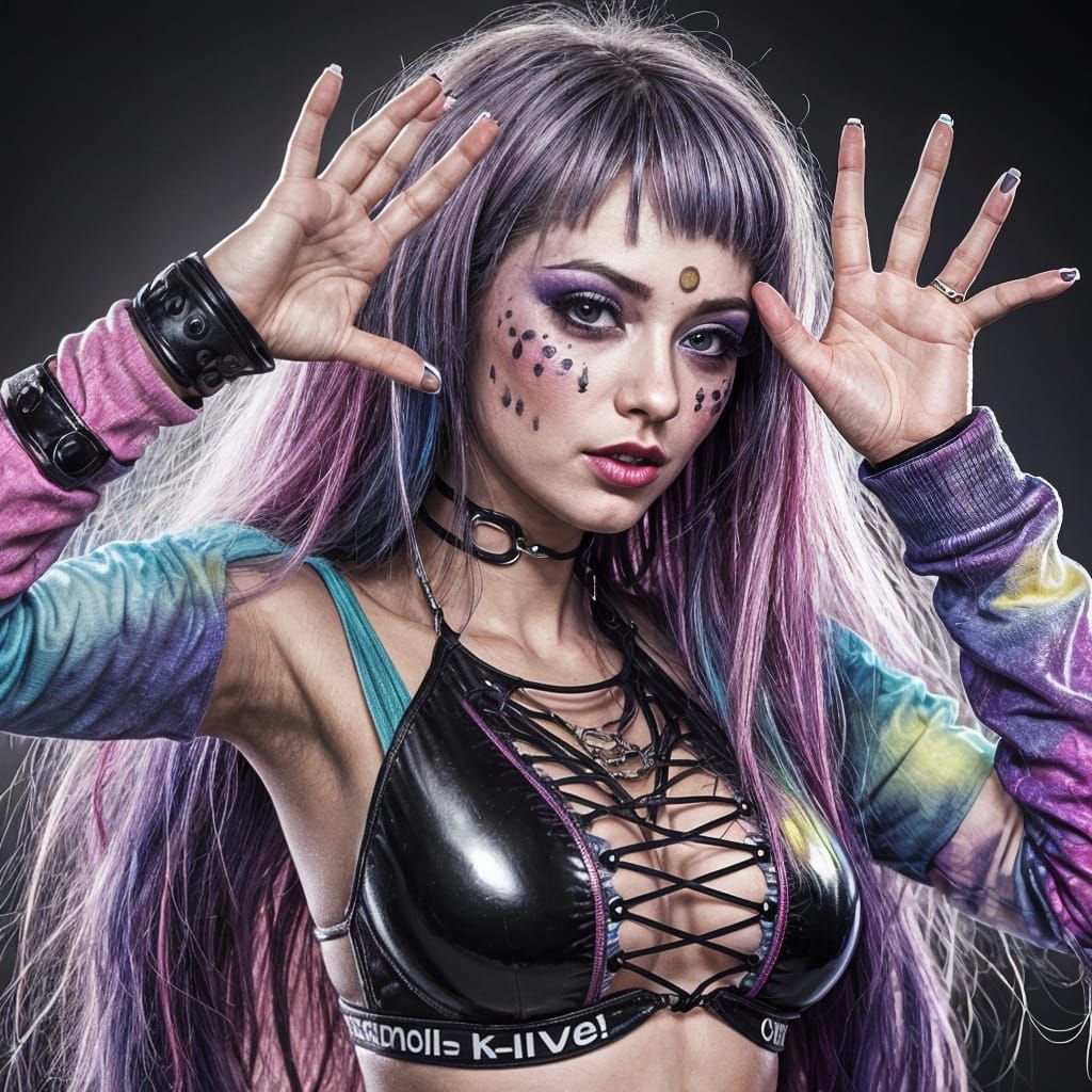 Euphoric Raver Woman in Neon Glow