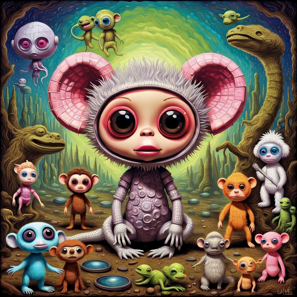 Psychedelic Alien Mashup in Sinister Sci-Fi Style