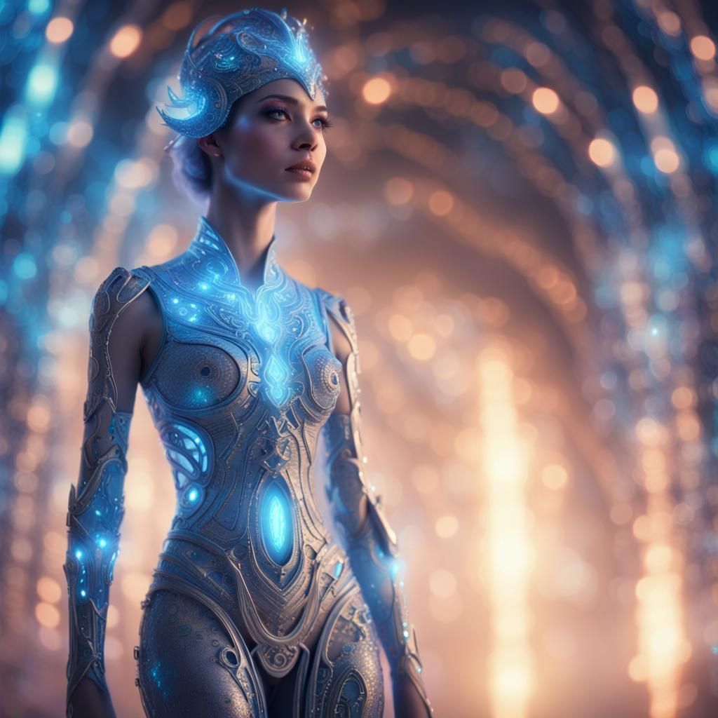 Majestic Robot in Dreamlike Science Fantasy Landscape