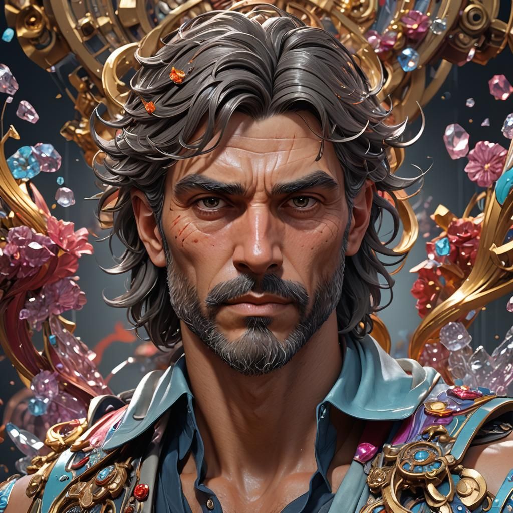 Powerful Cartoon Man in 3D Render