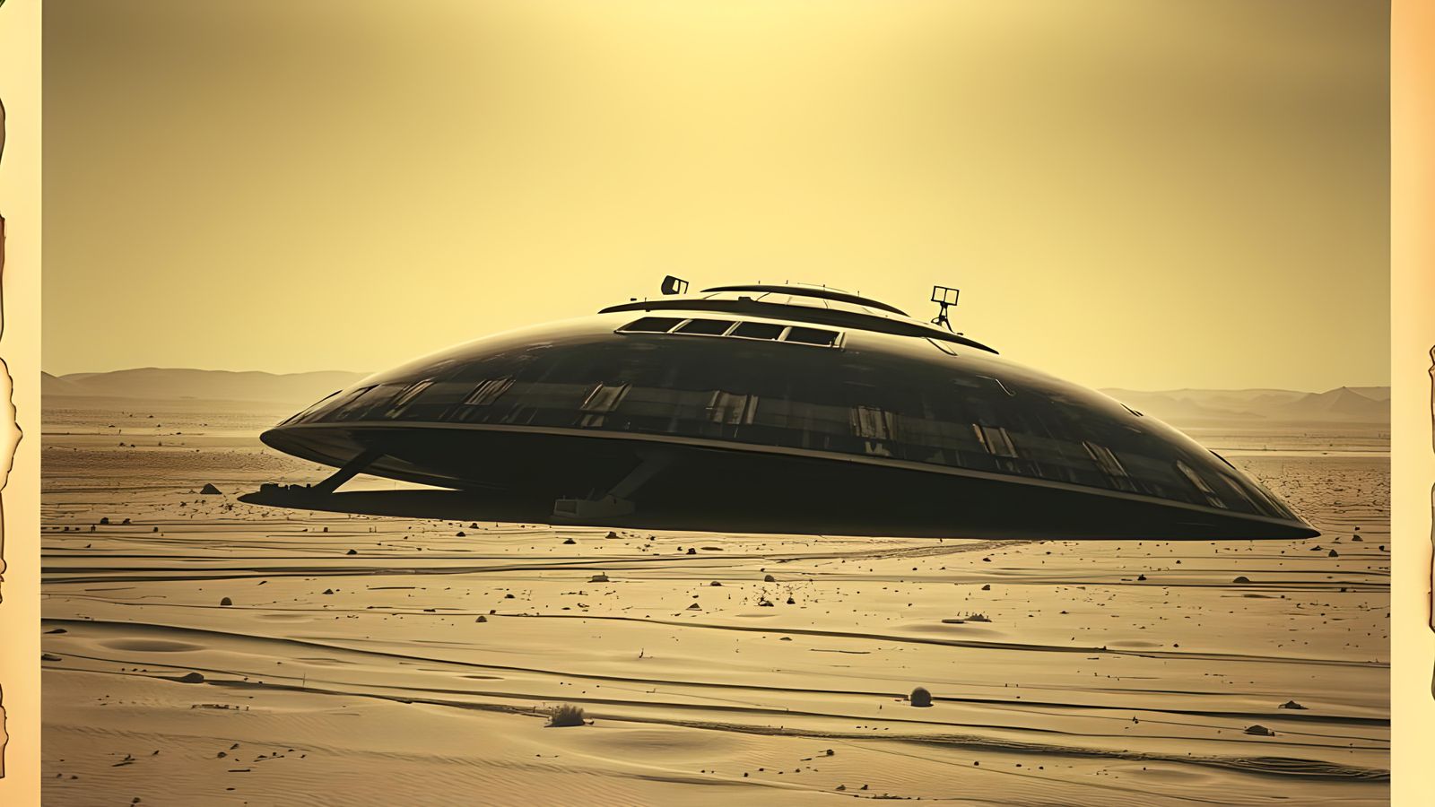 Hyperrealistic Photo of Crashed UFO in Desert
