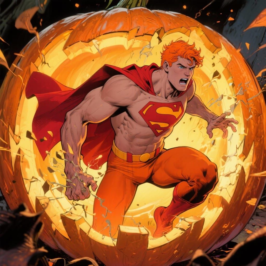 Superman Rescues Jimmy Olsen From Giant Jack-o'-Lantern