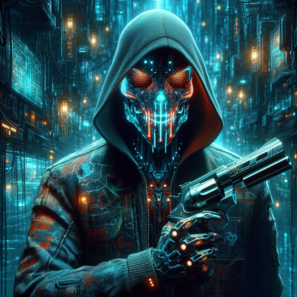 Cyberpunk Assassin in a Neon Cityscape