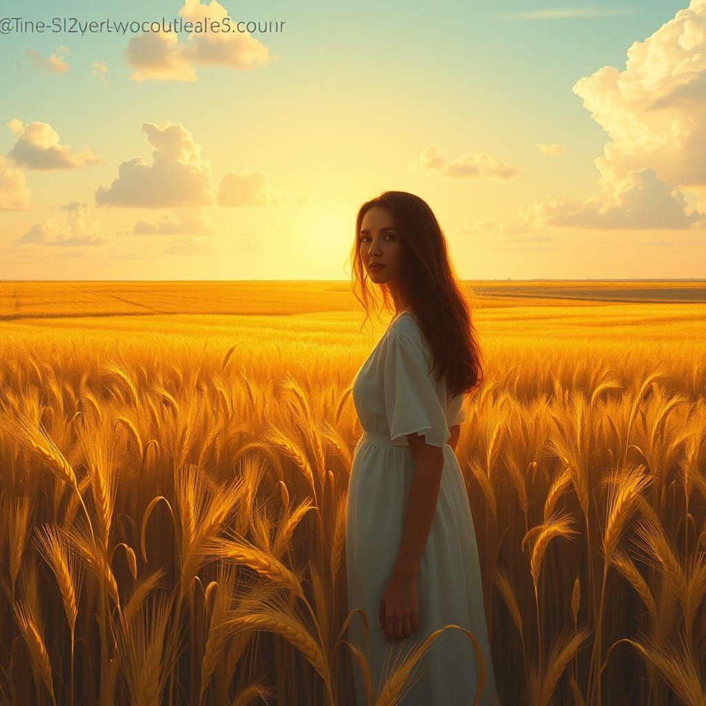 Ethereal Woman in a Golden Wheat Field