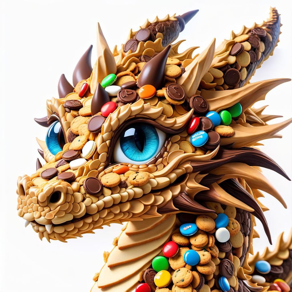 Adorable Cookie Dragon Portrait in 3D