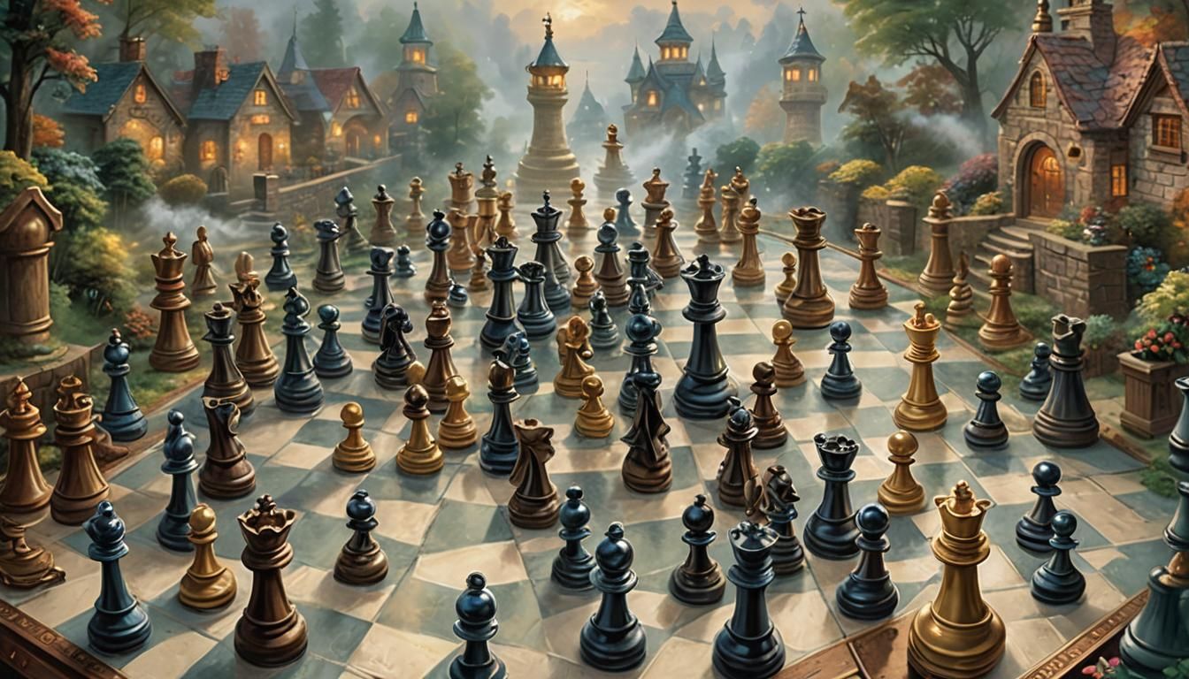 Ethereal Chess Game in a Mist, Fantasy Style