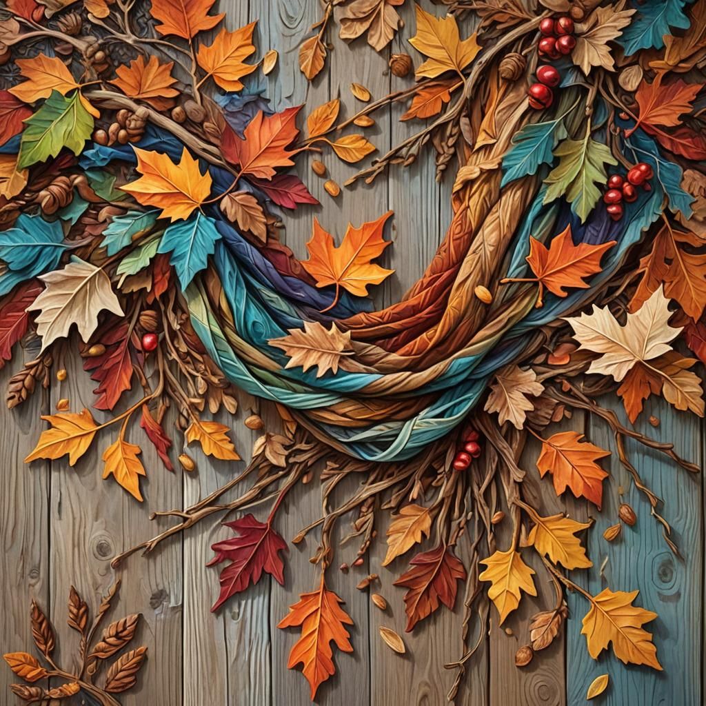 Autumnal Scarf in Vivid Oil Painting Style