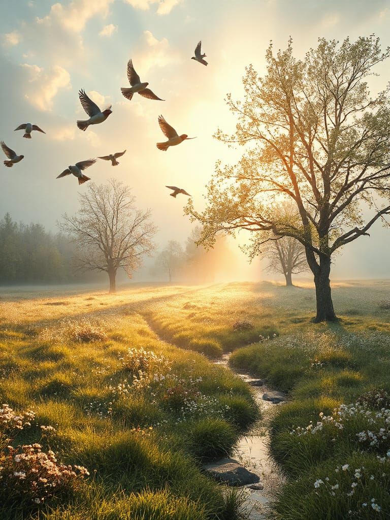 Mystical Slavic Morning with Dancing Swallows